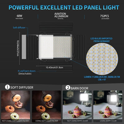 Panel LED RGB 60W control Bluetooth estudio 8 escenas
