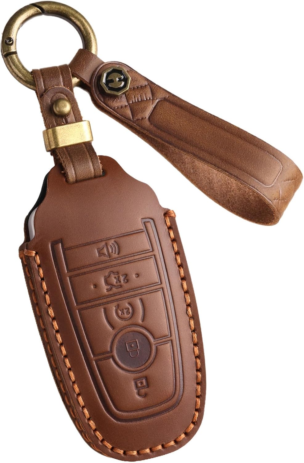Funda llavero cuero genuino Ford F150 F250 Edge Mustang Marrón