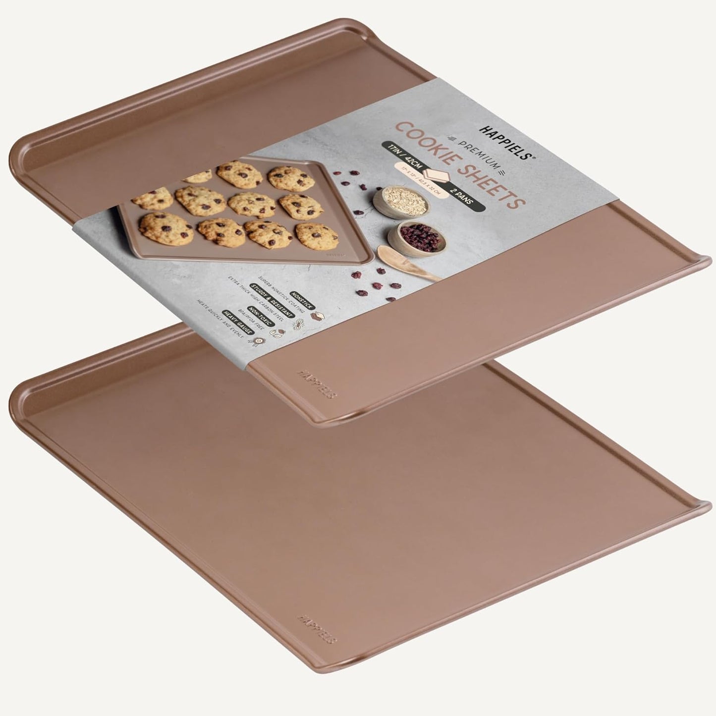 Set 2 Bandejas Antiadherente Horno Sin PFOA BPA Acero Carbono
