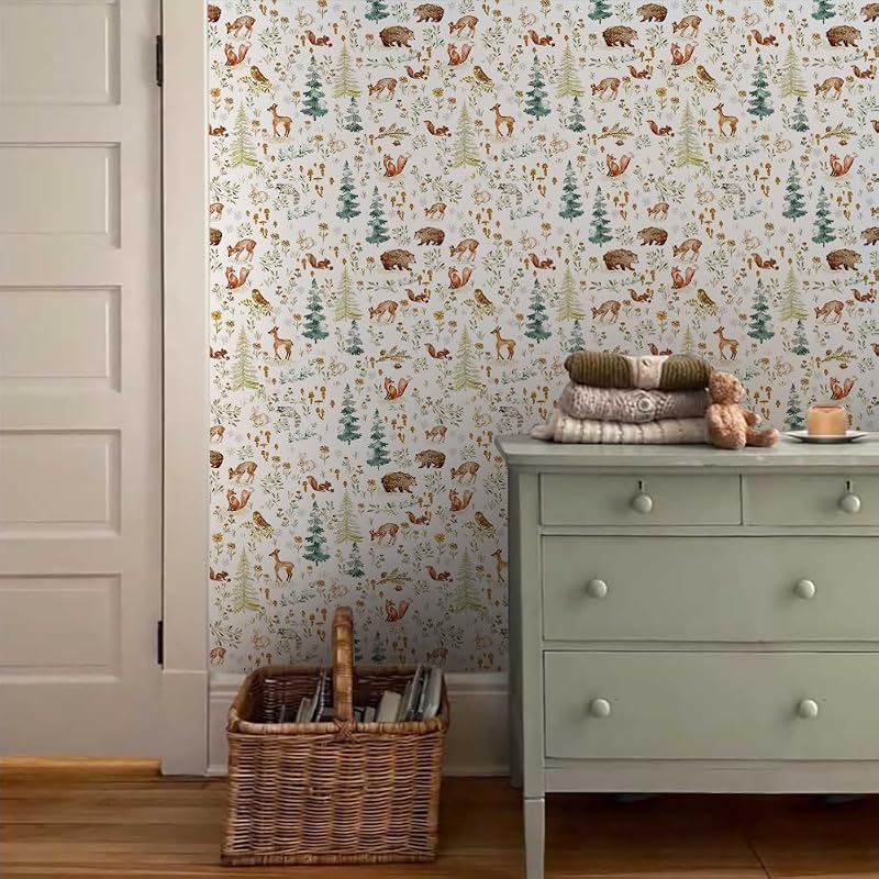 Papel tapiz autoadhesivo animales bosque ciervos búho