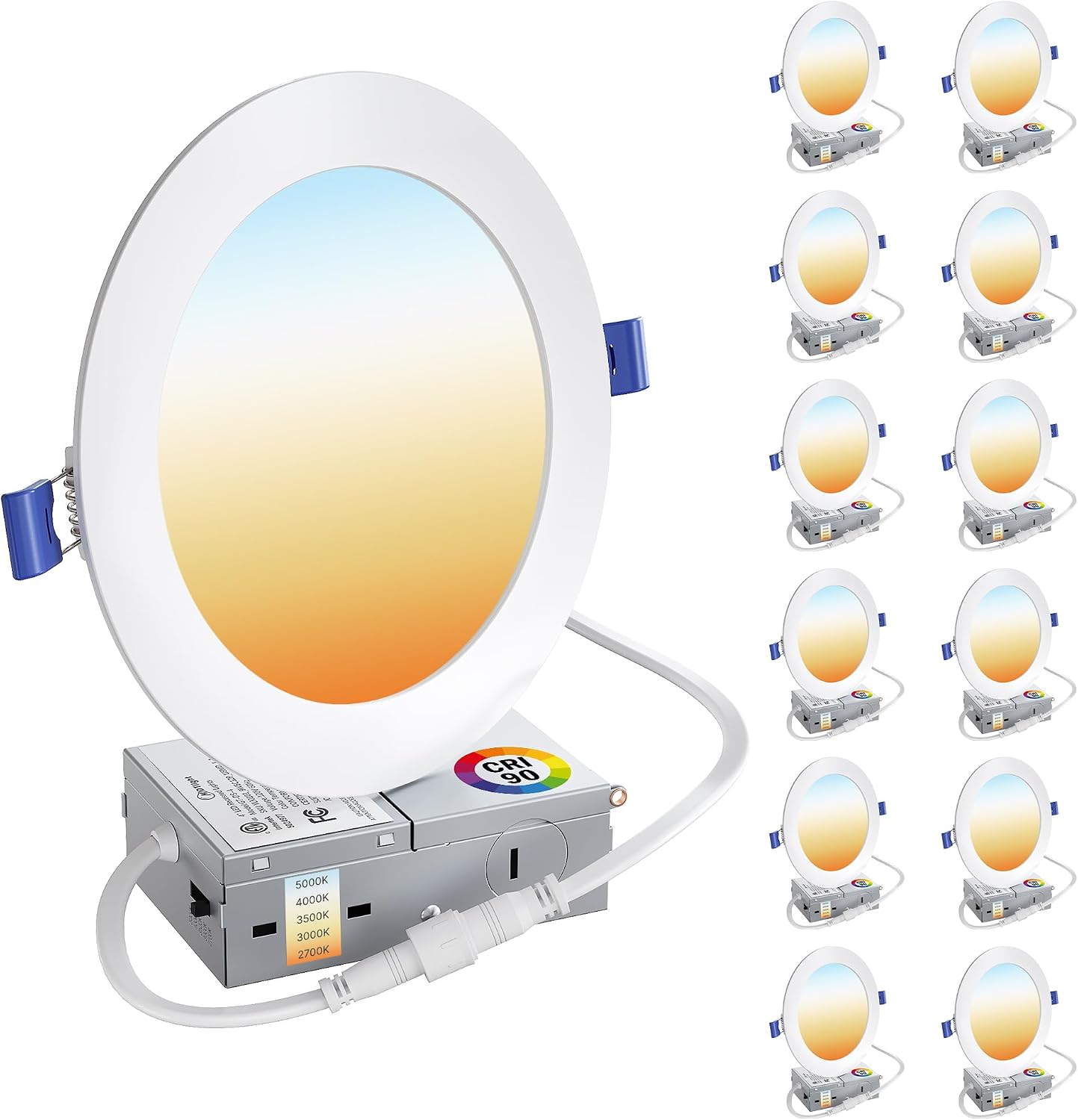 12 Luces LED Empotrables 6pulg 2700k-5000k