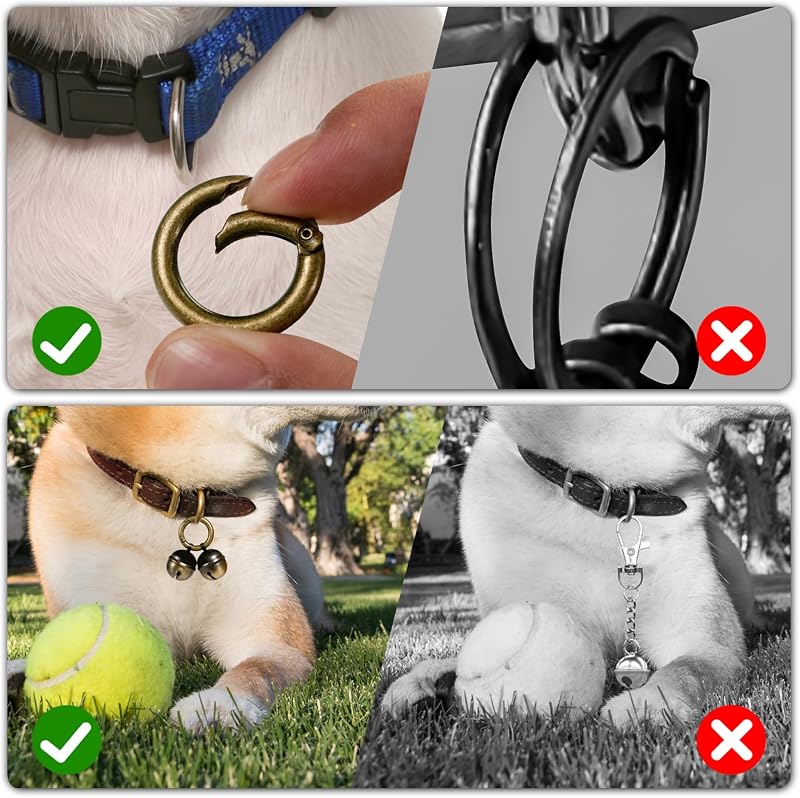 Collares campanas perros medianos a grandes pack 2 bronce y negro