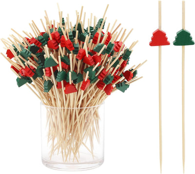 200 Palillos Cóctel Navidad 4.7pulg para Aperitivos y Brochetas