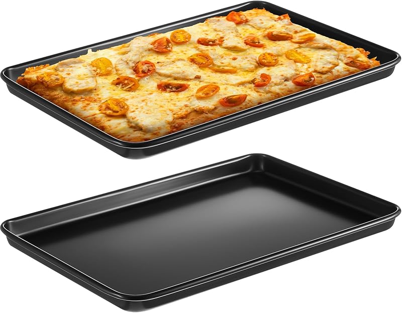 2 Pzas Plato Pizza Duro Rectangular Negro Acero Carbono