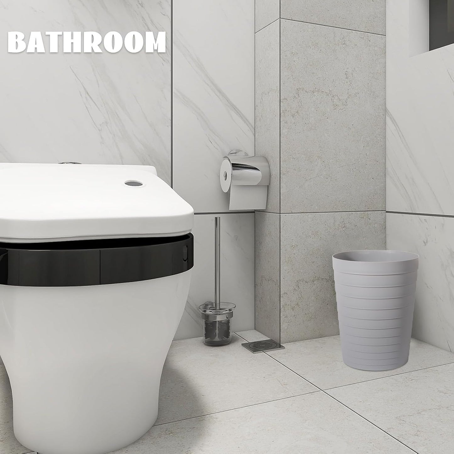 Papelera Plástico Baño 1.8gal Gris