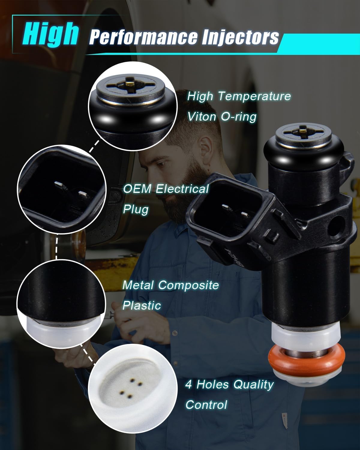 Inyectores combustible L4 1.7L para Honda Civic pack