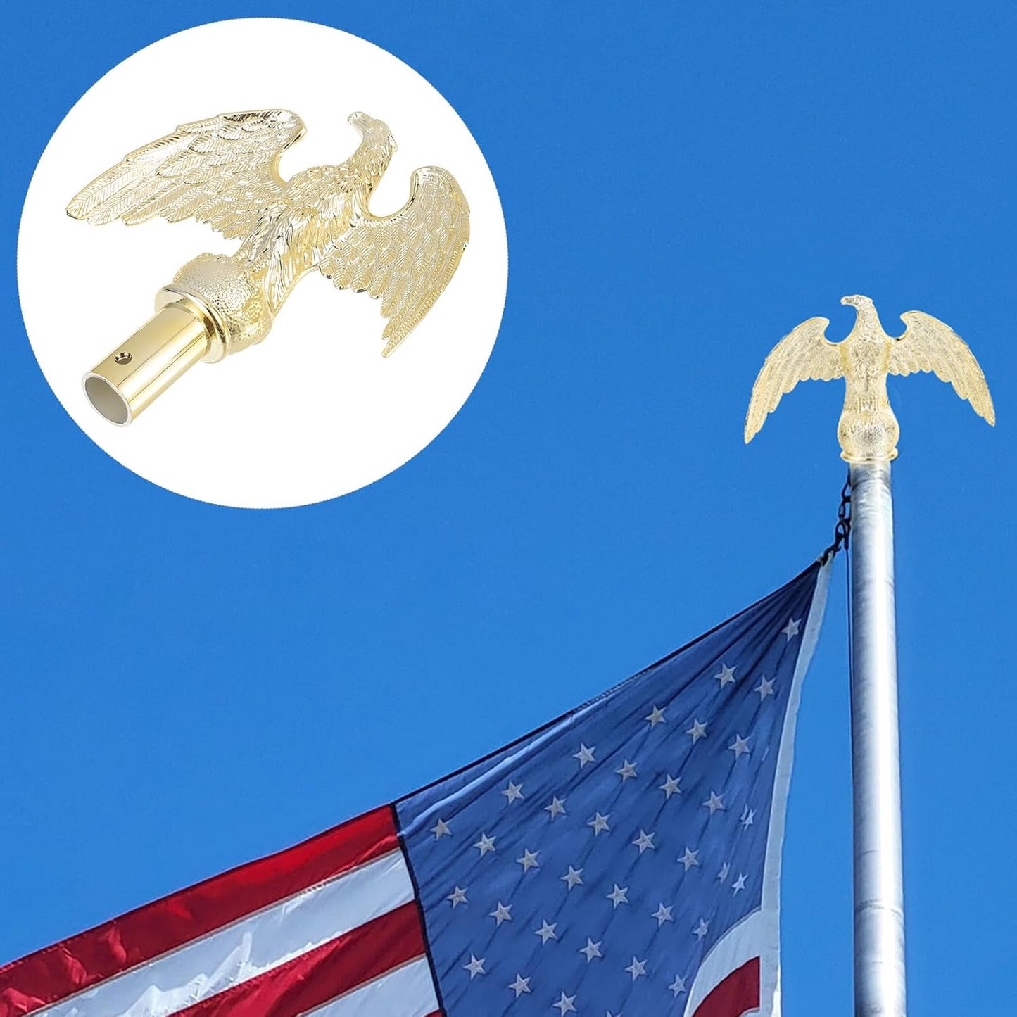 Adorno bola mástil bandera plástico águila 8" 20-30pies