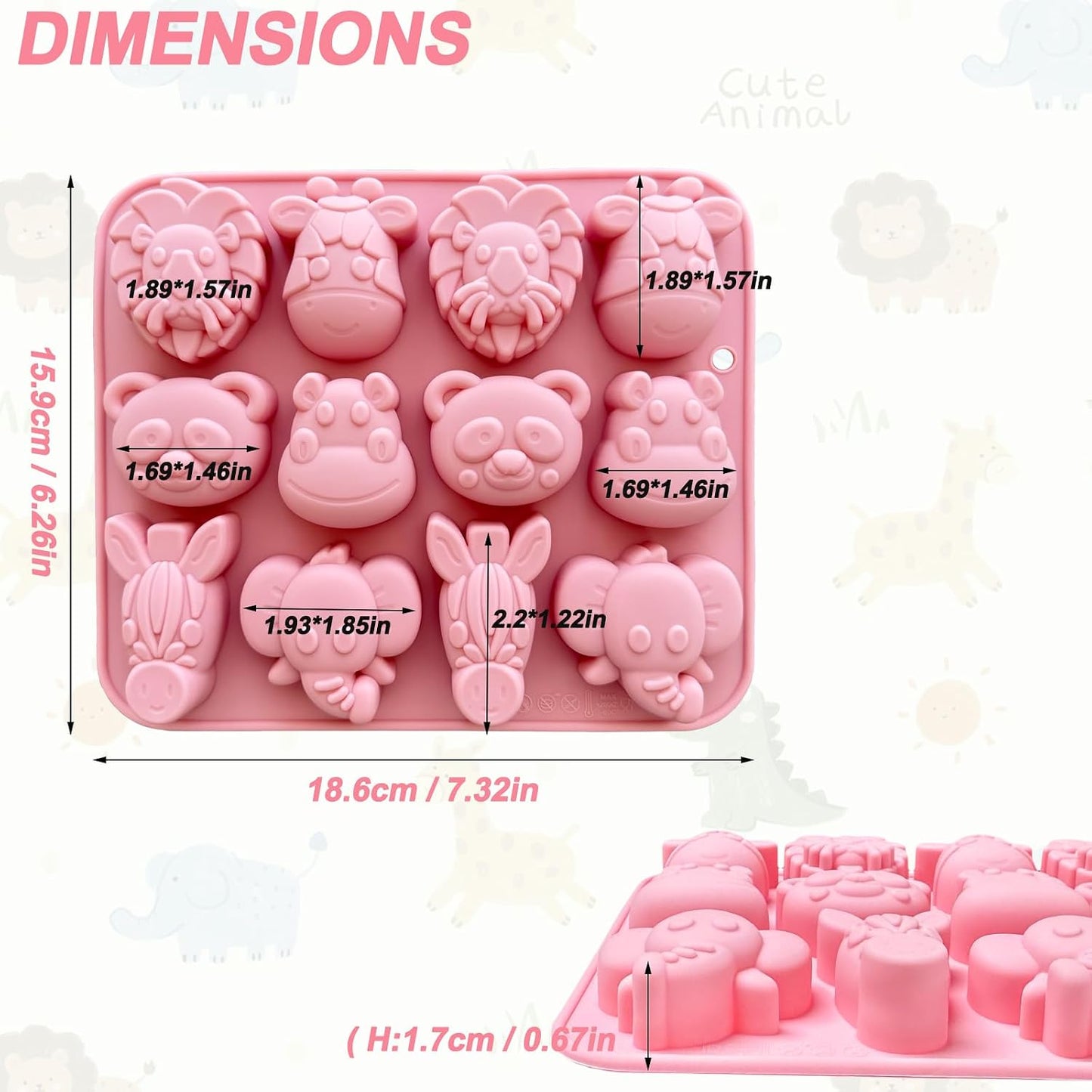 2 Moldes Silicona Animales para Chocolate Gelatina Jabón