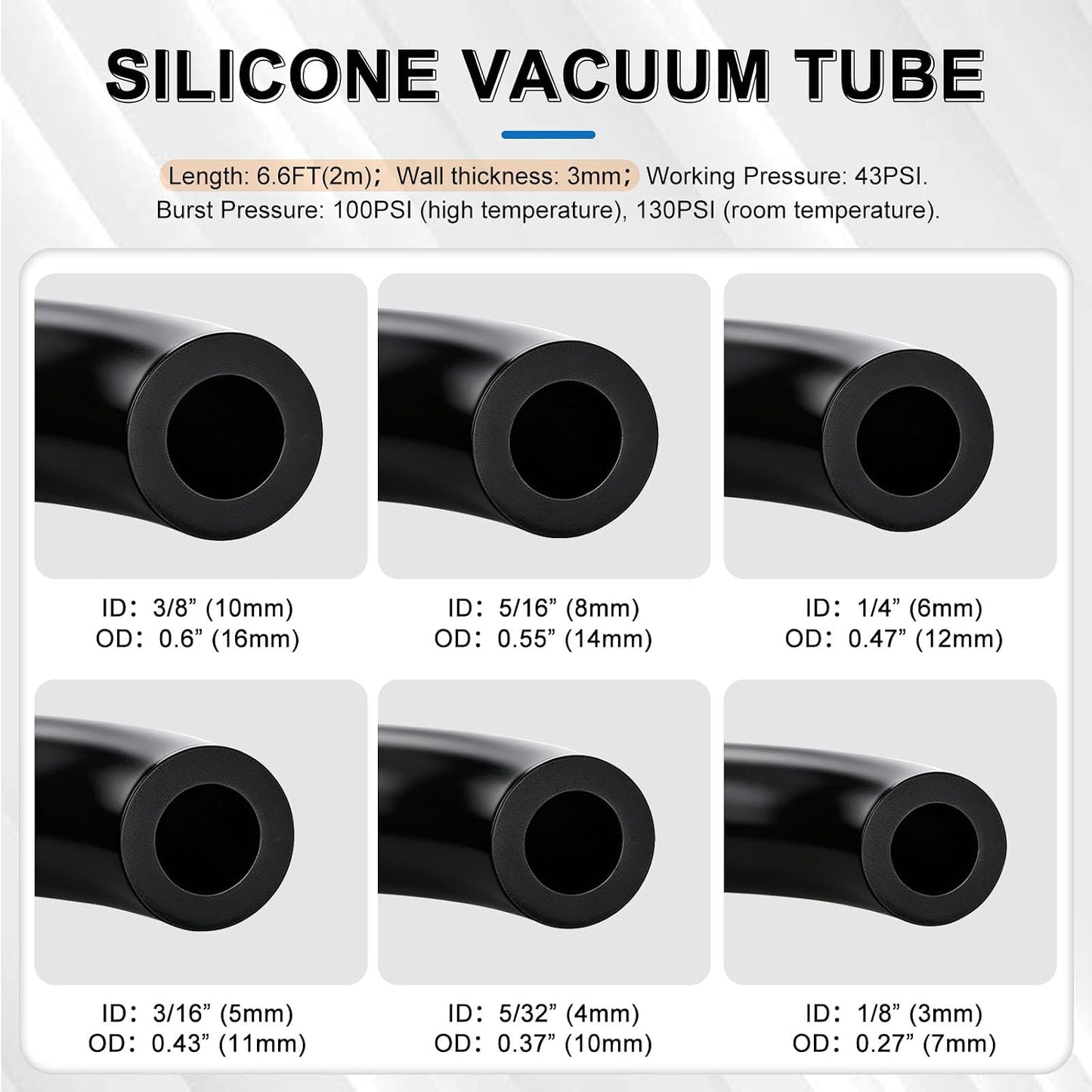 Kit 6 Pzas manguera 6.6" conectores silicona