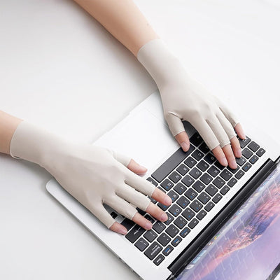 Guantes UV seda hielo sin dedos para mujer al aire libre