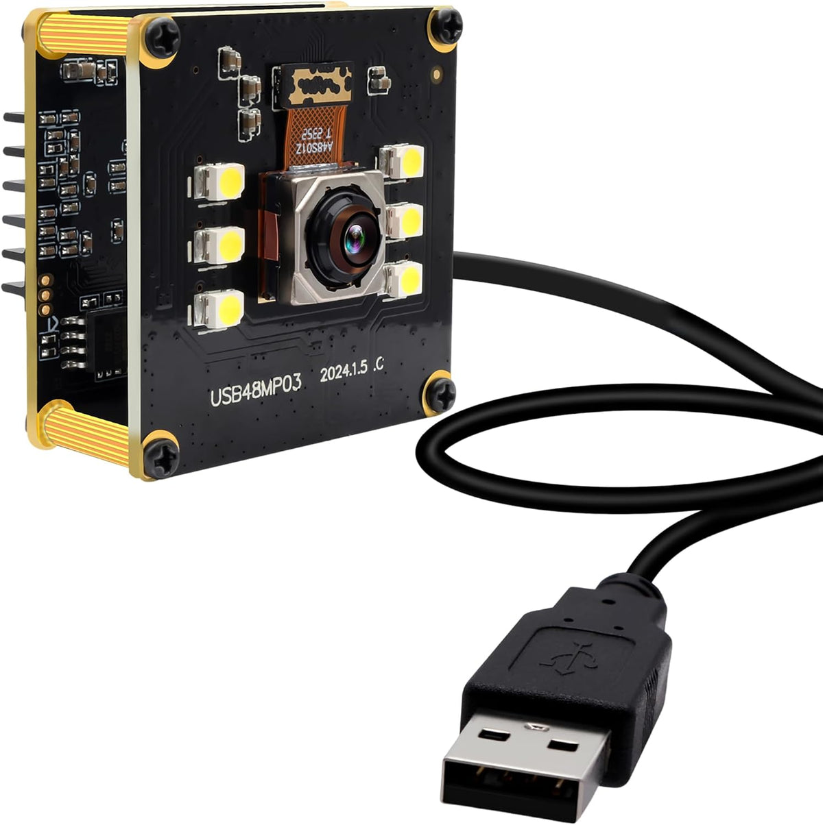 Cámara USB 48MP 8K enfoque automático sin distorsión 6 LED