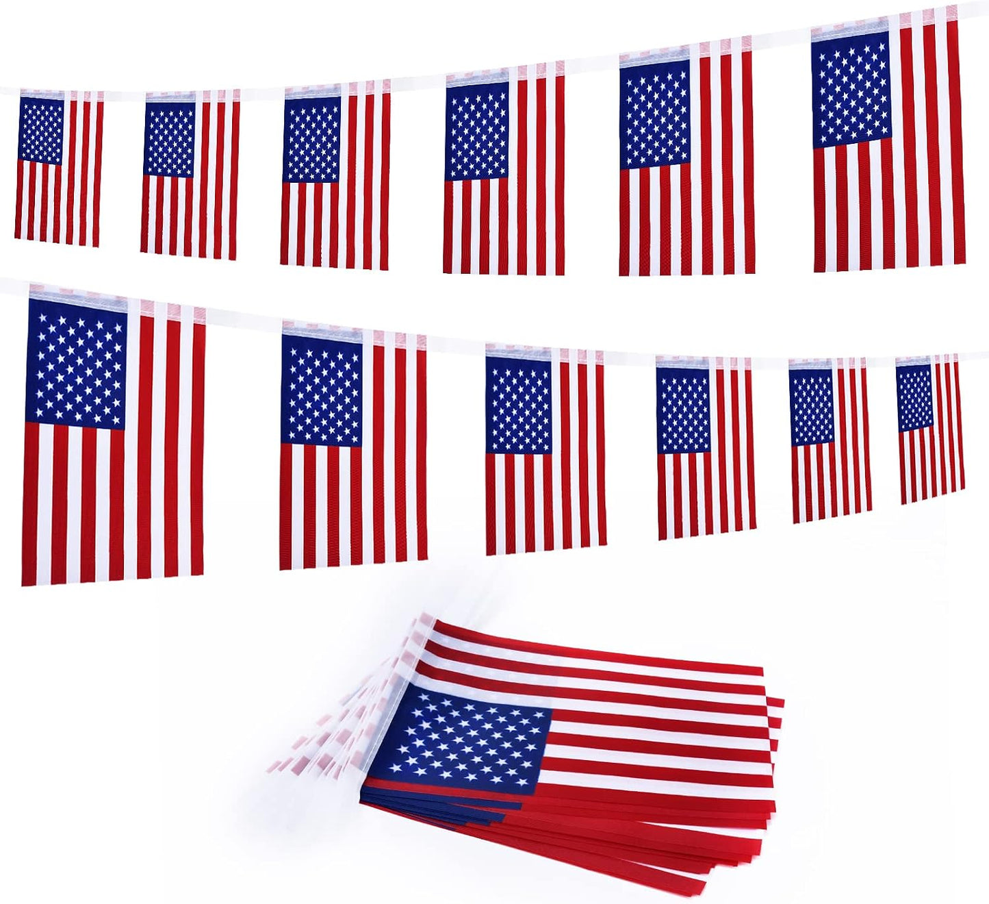 Banderas estadounidenses 45ft 40uds decoración 4 de julio
