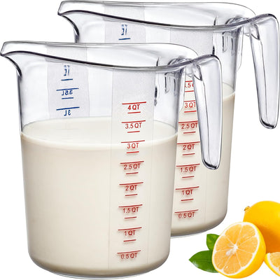Jarra medidora plástico 128oz 2unid grado alimenticio irrompible
