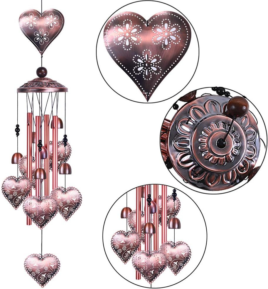 Carillones amorosos con 4 tubos aluminio 6 campanas 7 corazones