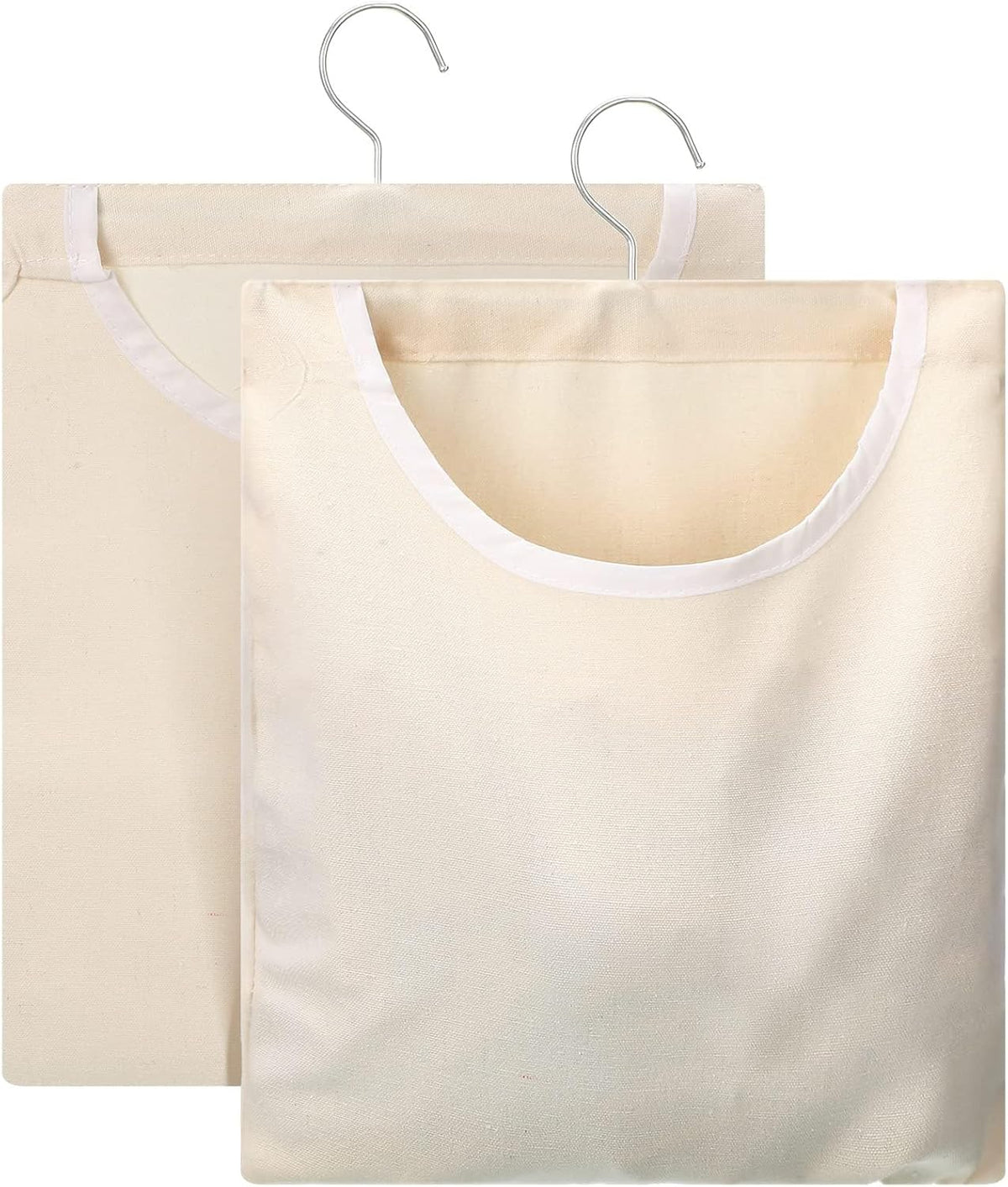 2 Bolsas Lona Gancho para Colgar Ropa 15x11pulg Balcón Viaje Beige