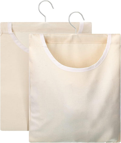 2 Bolsas Lona Gancho para Colgar Ropa 15x11pulg Balcón Viaje Beige