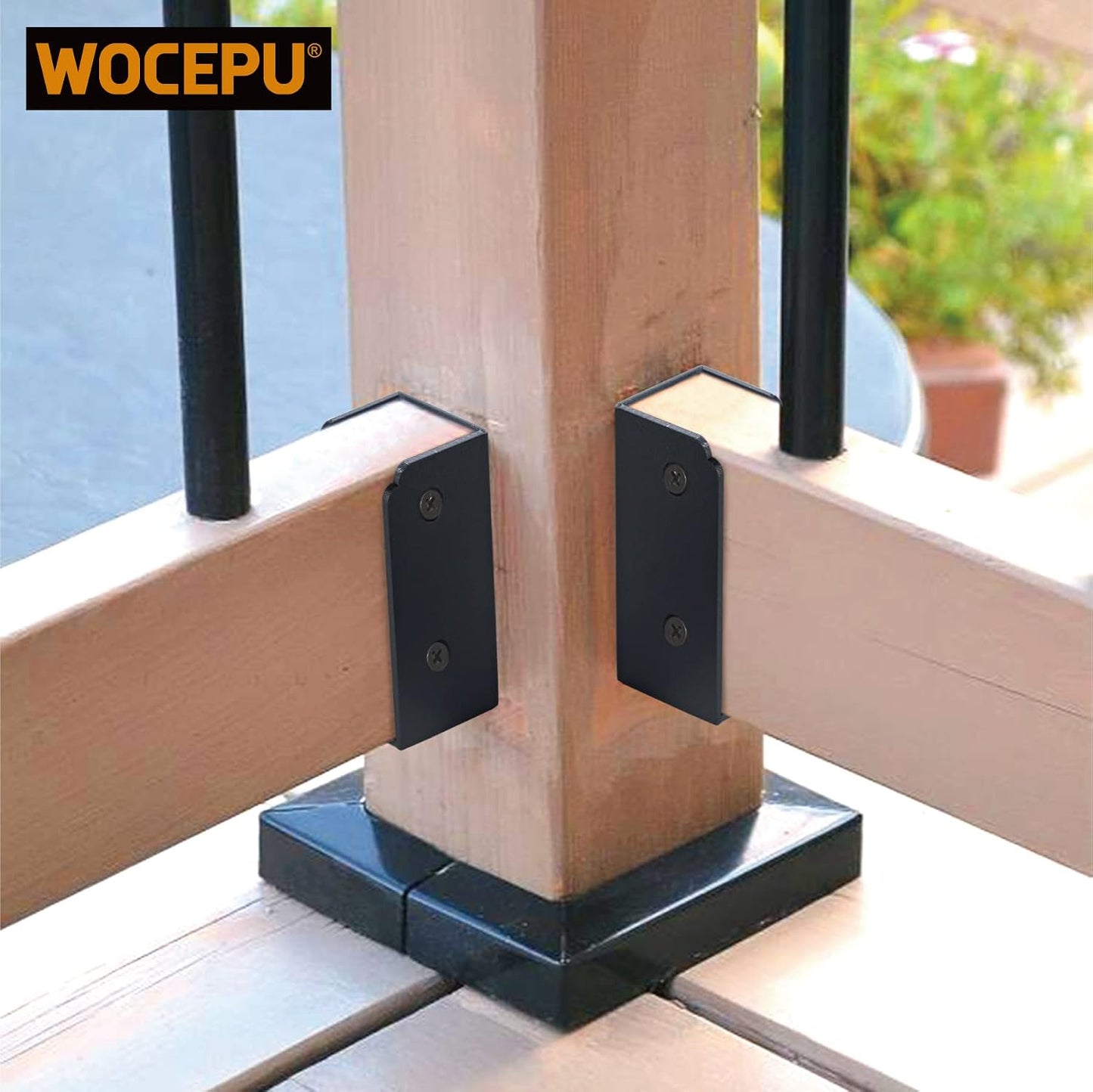 12 Pzas Soportes Barandilla Acero Inox 2x4 Negro