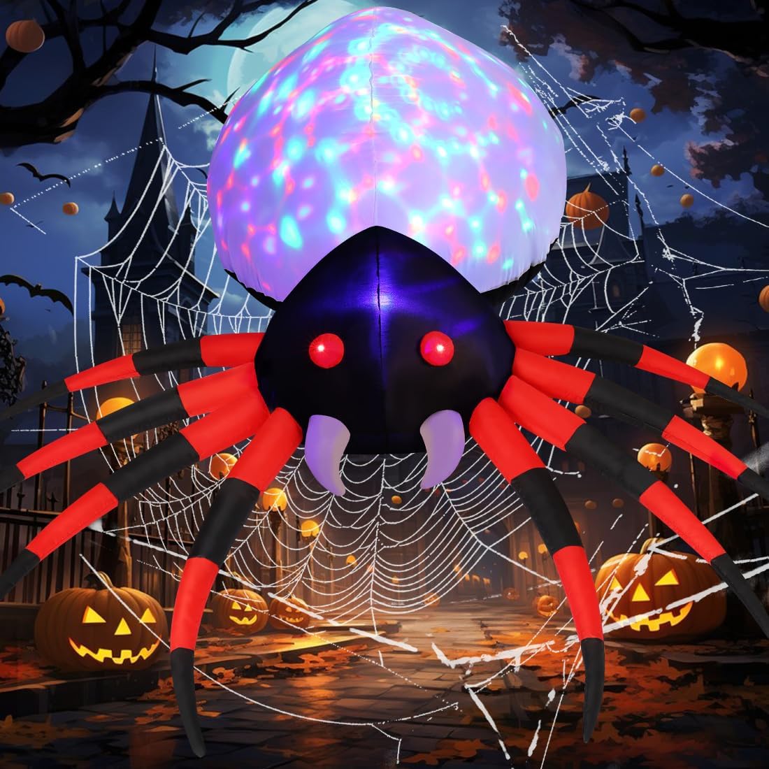 Araña inflable Halloween 8ft con luz patio jardín