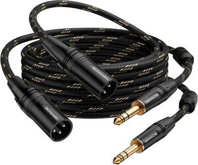 2 Cables XLR a 1/4pulg TRS Macho a Macho 6ft