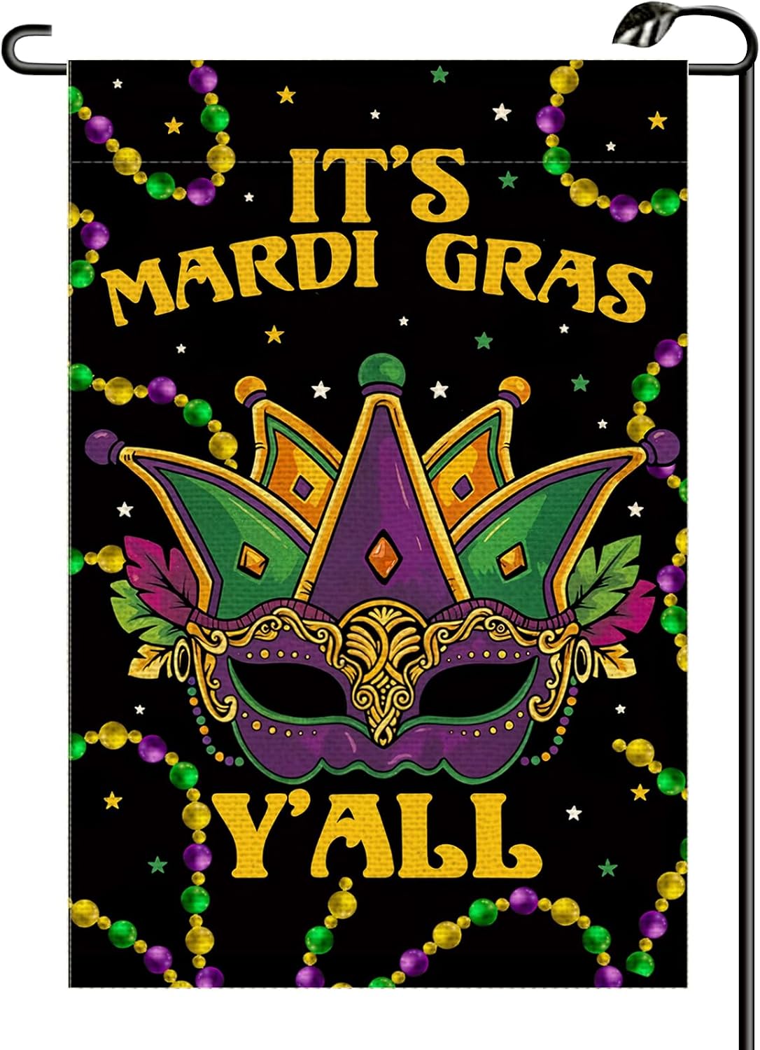 Bandera jardín doble cara 12x18pulg It's Mardi Gras