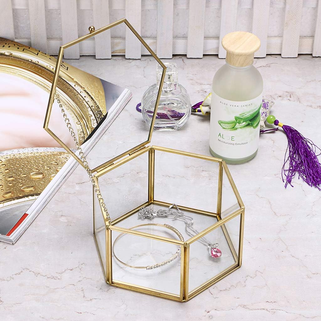 Caja organizadora cristal dorado para joyas