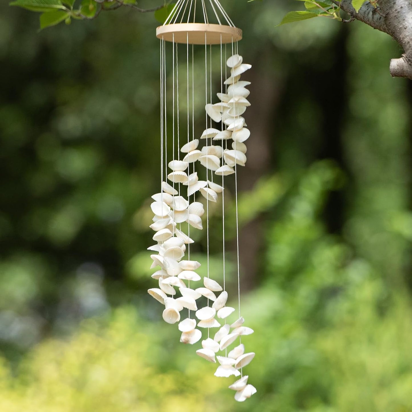 Campanillas viento blancas estilo playa para patio y jardín
