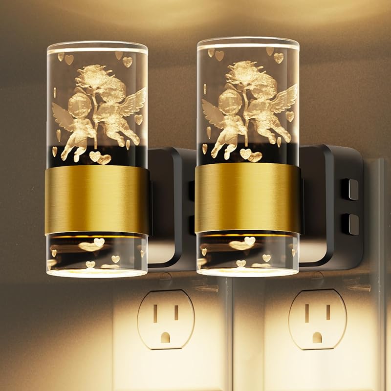 2 Luces nocturnas enchufables pared 9 colores brillo