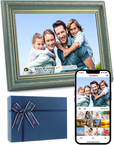 Marco digital Frameo 10.1pulg WiFi 32GB pantalla táctil HD azul