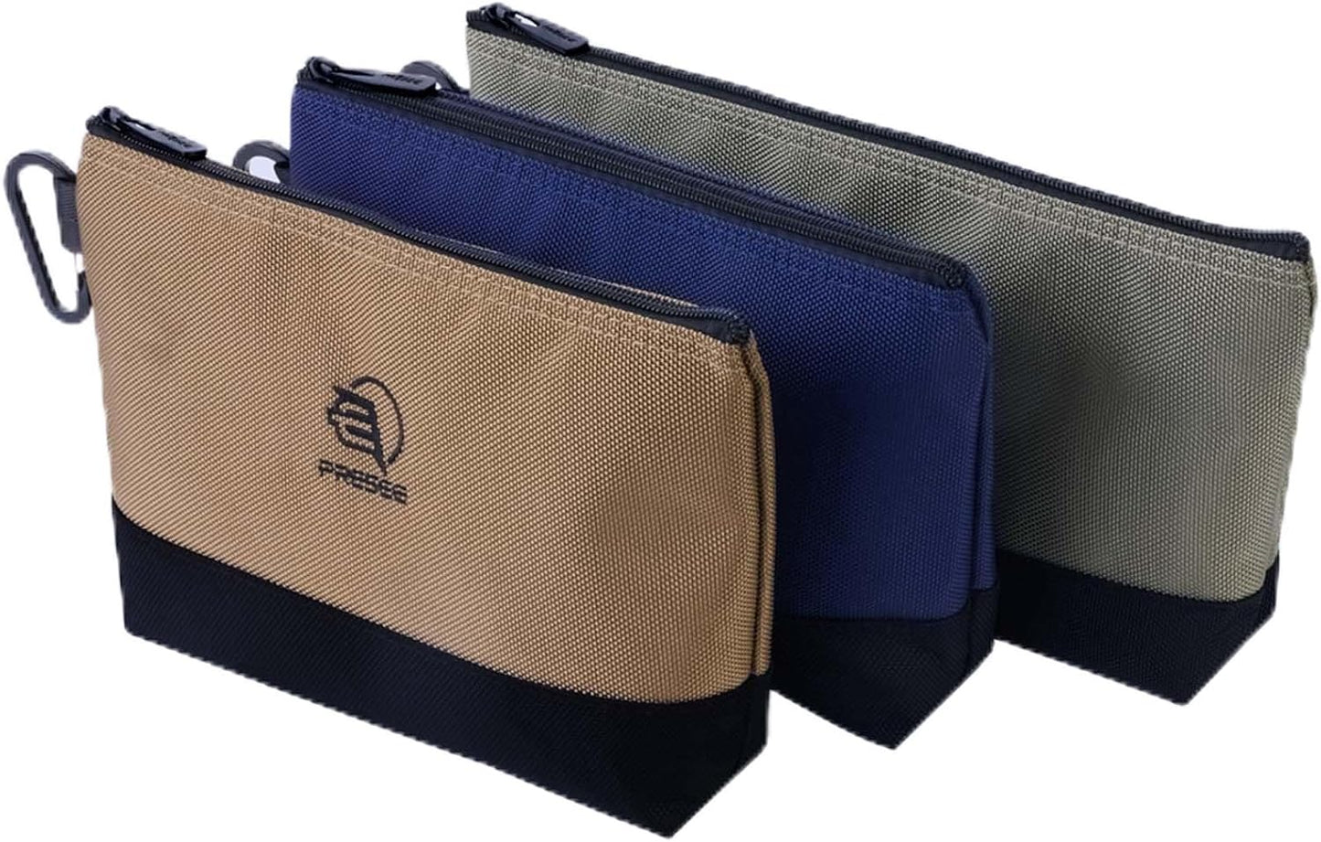 Bolsa herramientas con cremallera mosquetón 3 Pzas verde