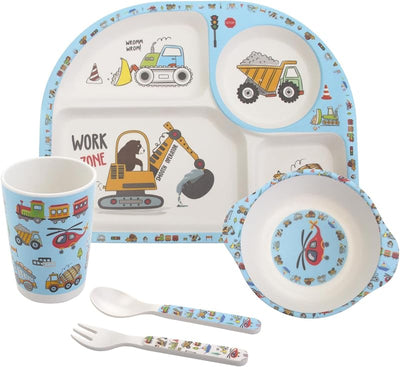 Set 5 Pzas Vajilla Niños Plato Tazón Tenedor Cuchara Sin BPA