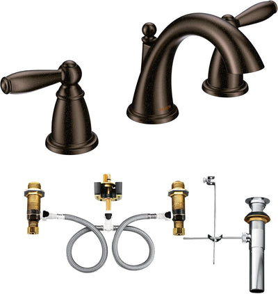 Grifo lavabo baño Moen Brantford bronce 2 manijas 3 agujeros