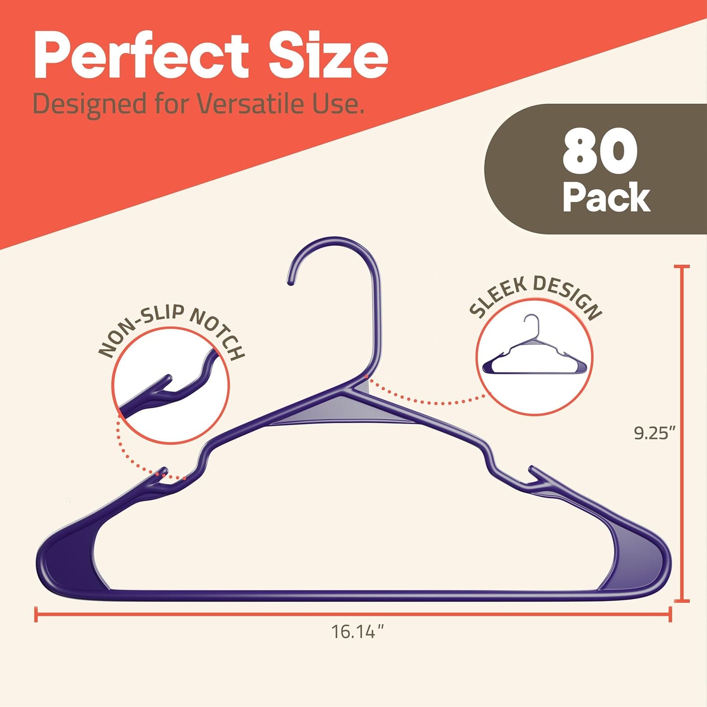 80 Perchas Plástico Antideslizantes para Vestidos Tirantes