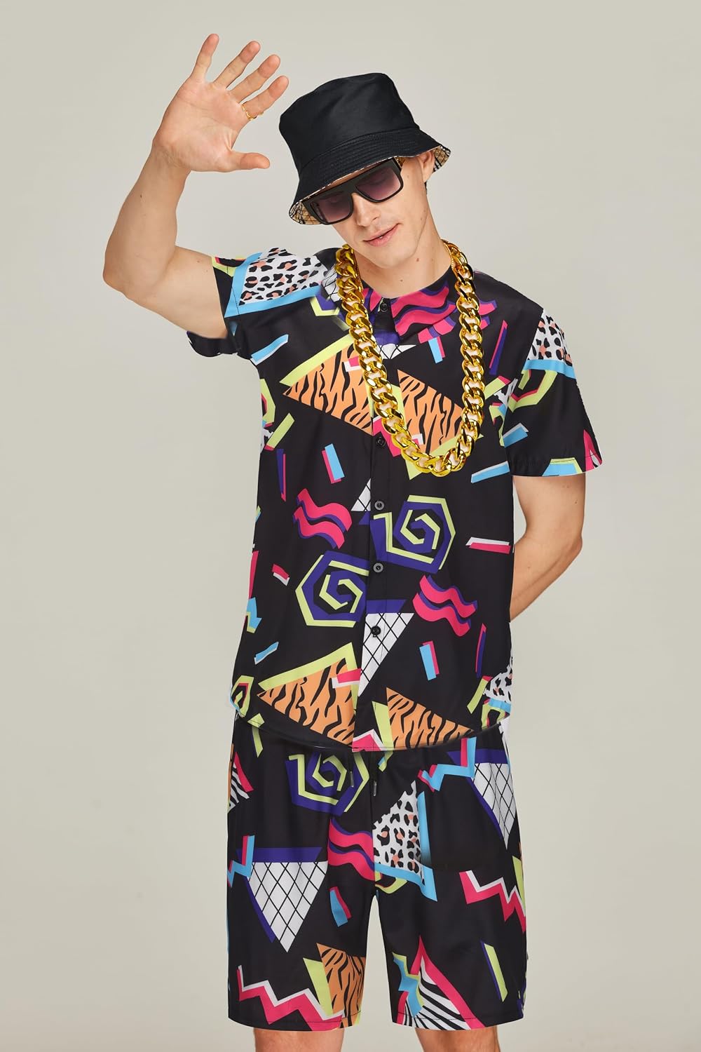 Conjunto accesorios traje hip hop hombre sombrero gafas