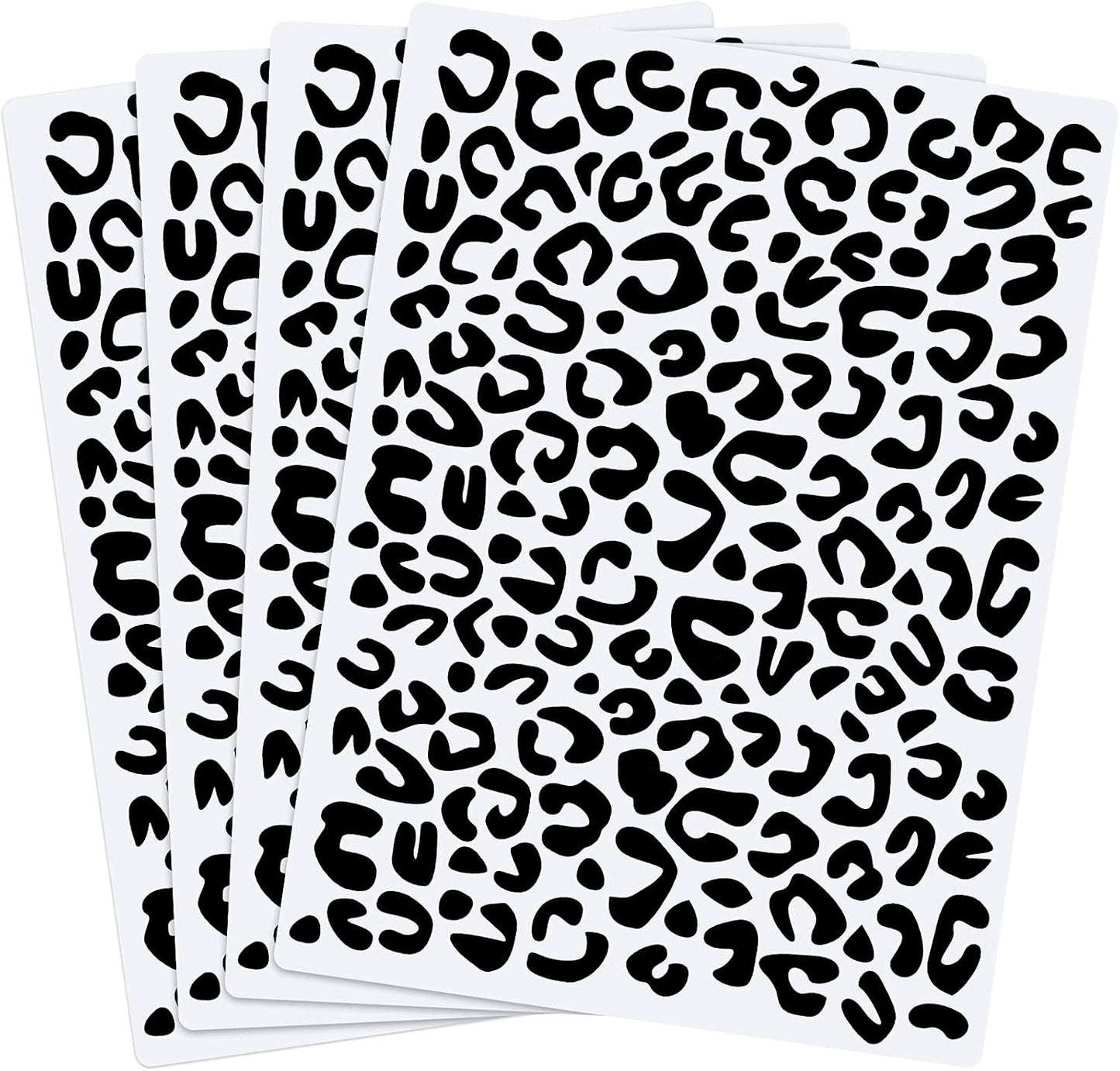 4 Plantillas Piel Leopardo Reutilizables 8.3x11.7pulg