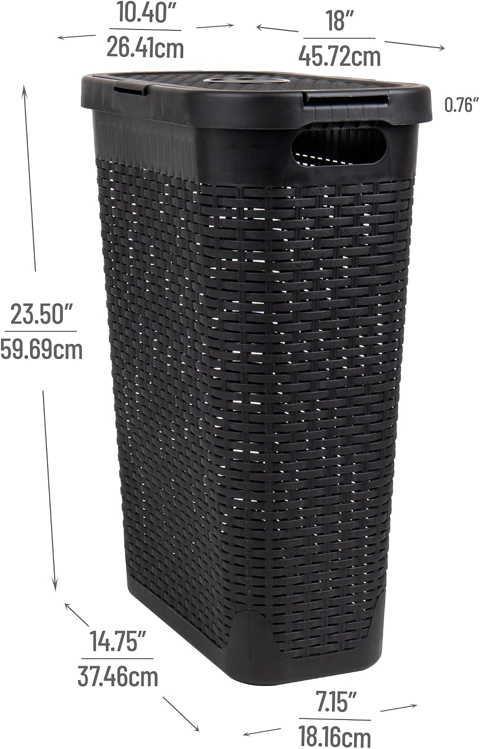 Cesta ropa sucia con tapa mimbre plástico negro