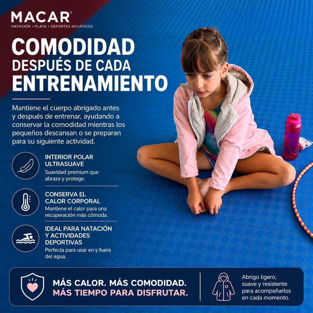 Parka natación impermeable forro polar piscina aire libre