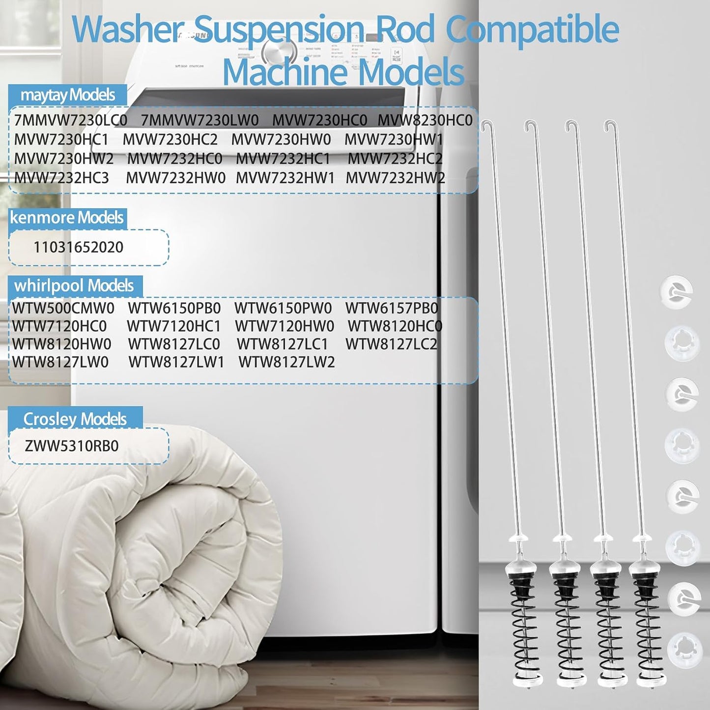 Varillas suspensión lavadora Maytag Whirlpool MVW7230HW0