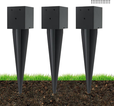 3 Pzas Anclajes Valla 4x4 con Punta 16 Metal Negro