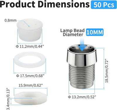 50 Soportes LED Plástico 0.39pulg Base Diodo Emisor