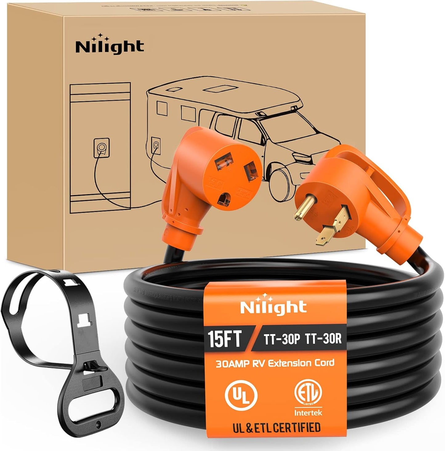 Cable extensión caravana 30A 15pies 125V cobre STW UL