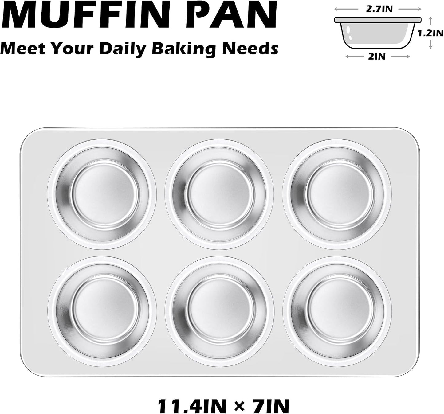 2 Moldes Magdalenas 6 Tazas Acero Inox Apto Horno
