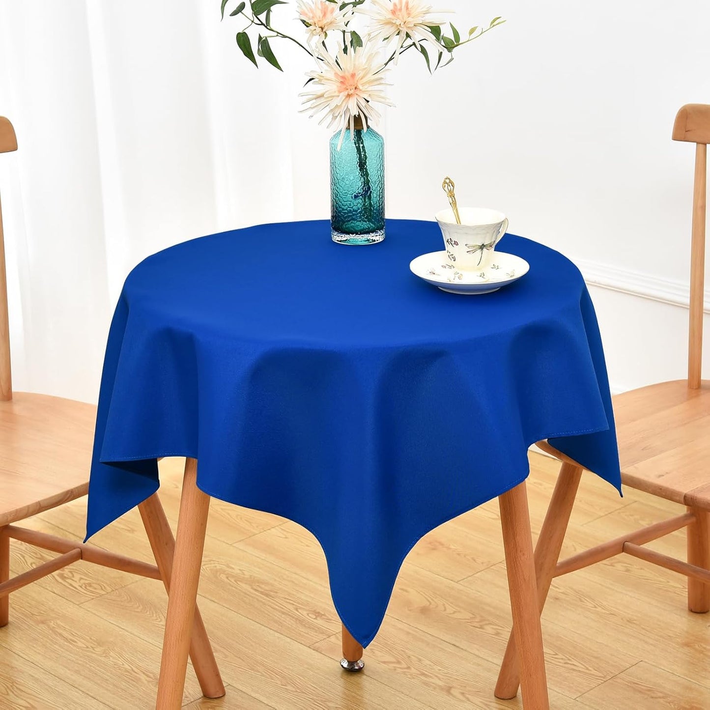 Mantel cuadrado azul 36x36pulg poliéster reutiliz.