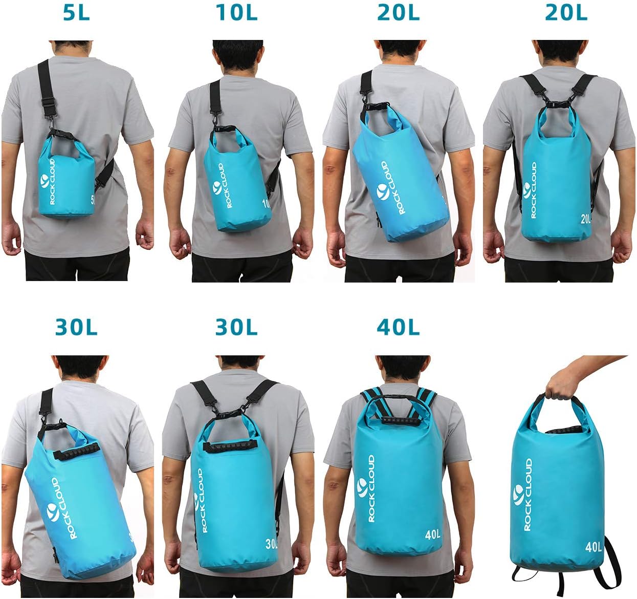 Bolsa seca impermeable para kayak surf pesca negro