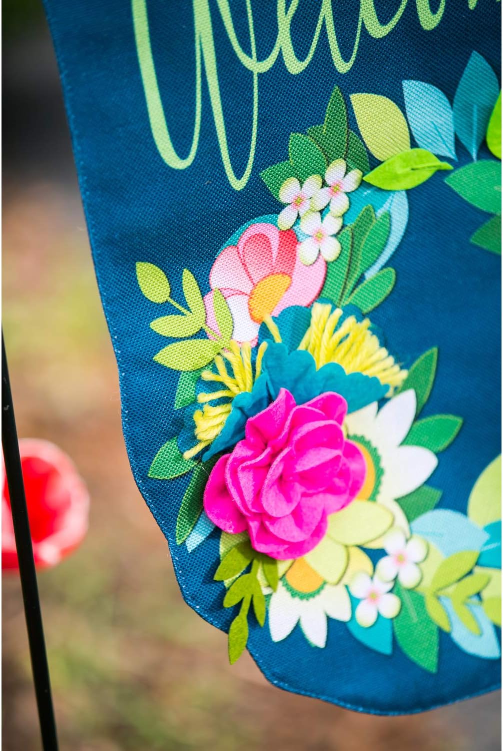 Bandera arpillera jardín florales 12x18" doble cara