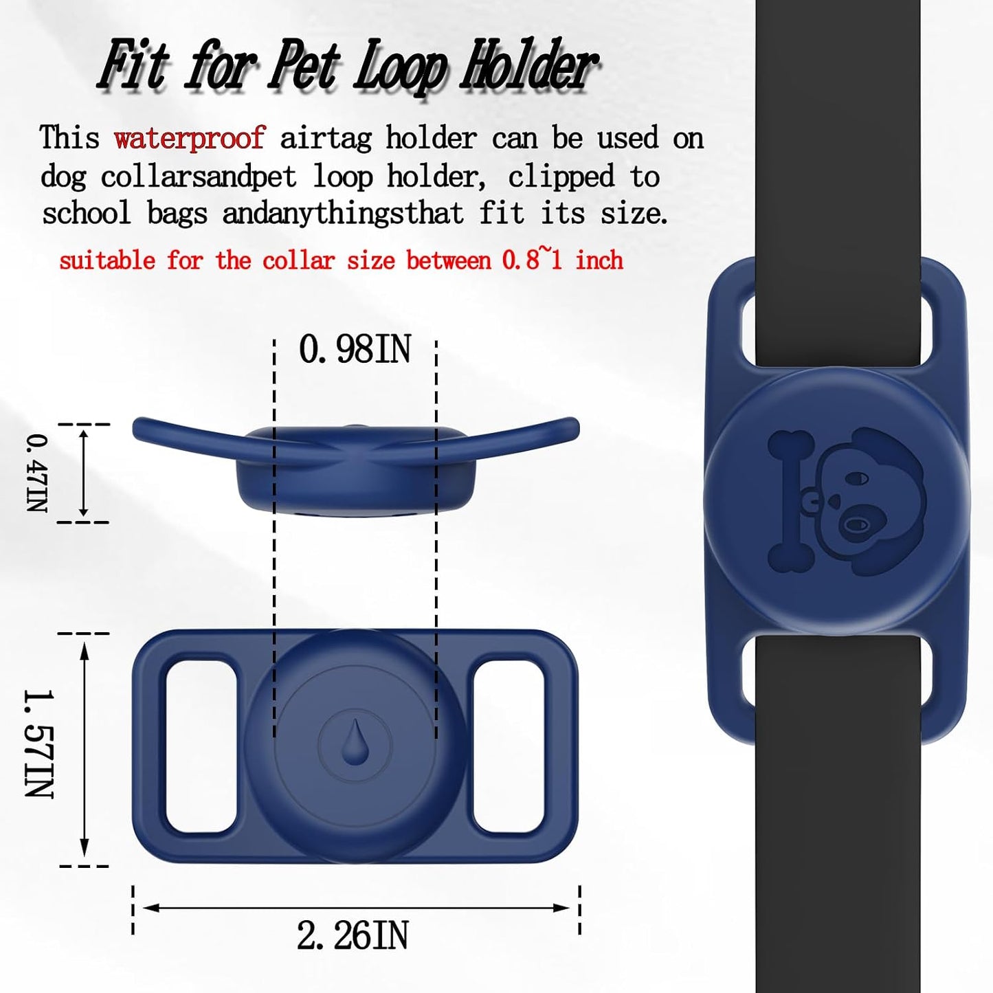 4 Soportes Silicona Airtag para Collar Perro Gris Negro