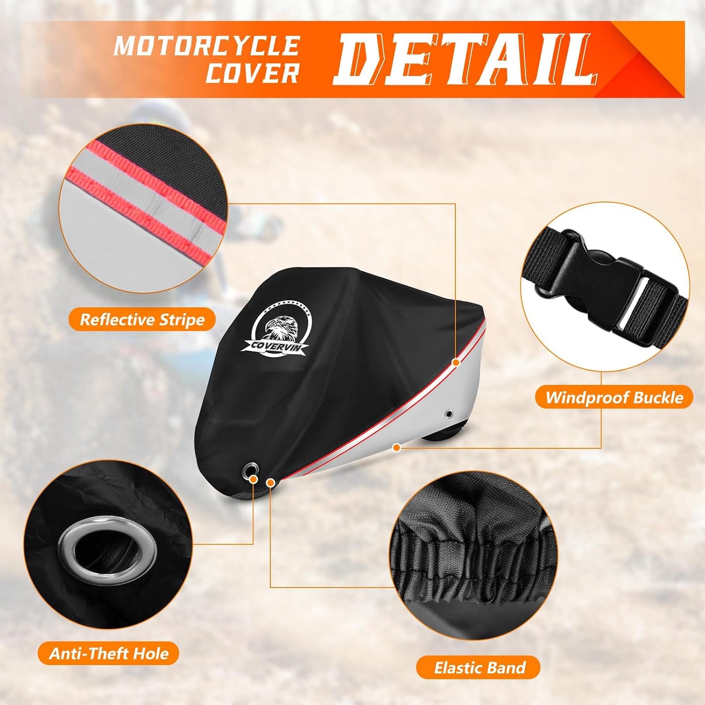 Funda motocicleta 210D negro impermeable