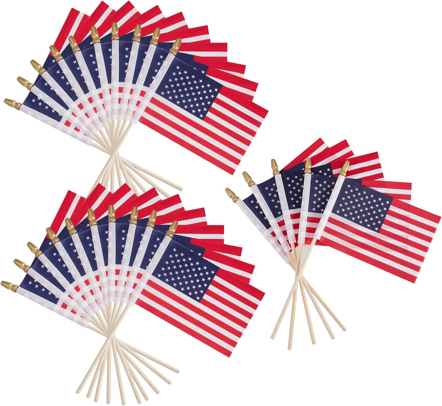 25 Banderas Americanas en Palo 4x6pulg Colores Resistentes