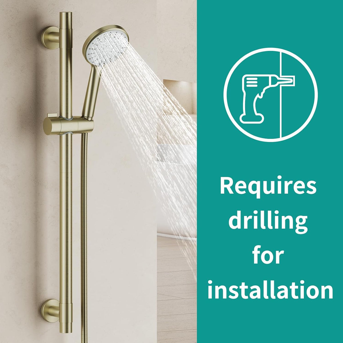 Barra deslizante ducha cabezal 5 funciones ajustable pared