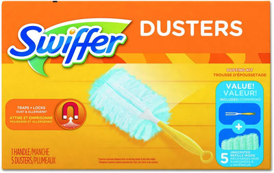 Kit plumero sin fragancia 1 mango amarillo 5 plumeros azules