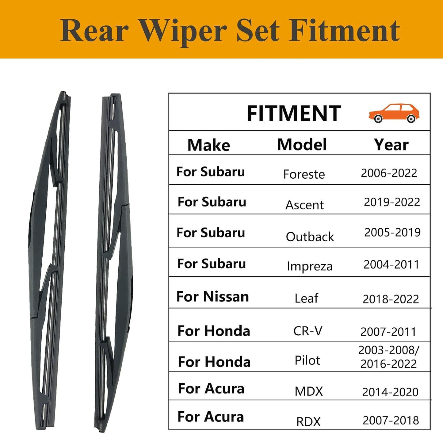 Limpiaparabrisas trasero Infiniti QX50 QX70 14-17 Subaru Forester 06-22